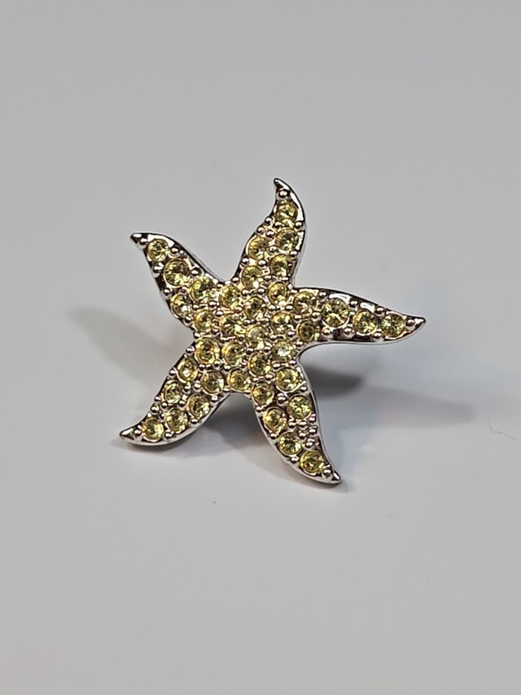 Swarovski Crystal Yellow Starfish Lapel Pin