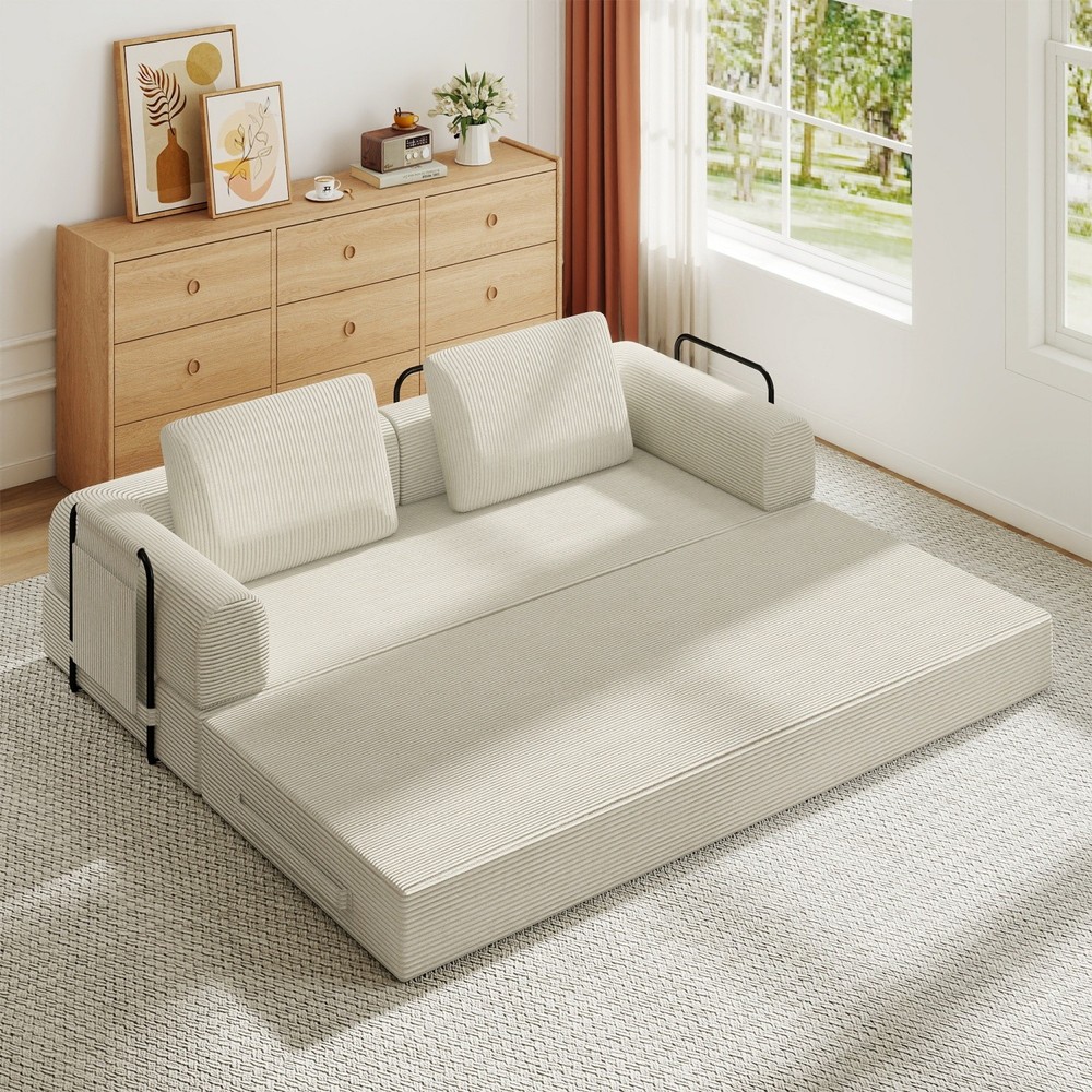 Modern Compression Sofa Folding Sleeper Sofa Bed Floor Couch w/ Sturdy Frame