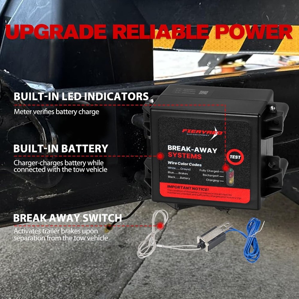 LED Trailer Breakaway Kit with Battery & Switch - Ultimate Safety & Reliability
