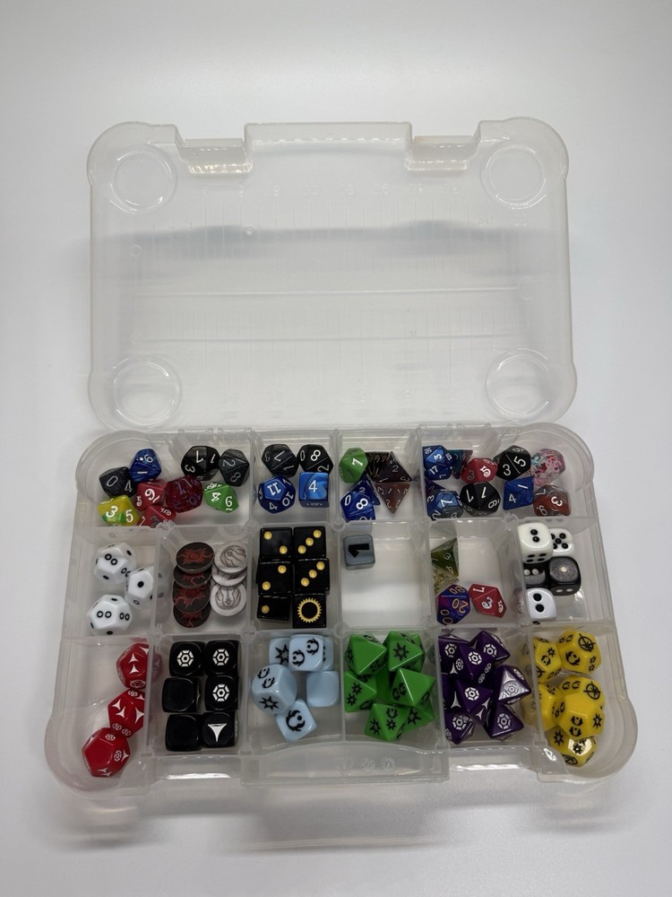 Huge Mixed Dice Lot RPG D&D Polyhedral Assorted Colors + Case Bundle