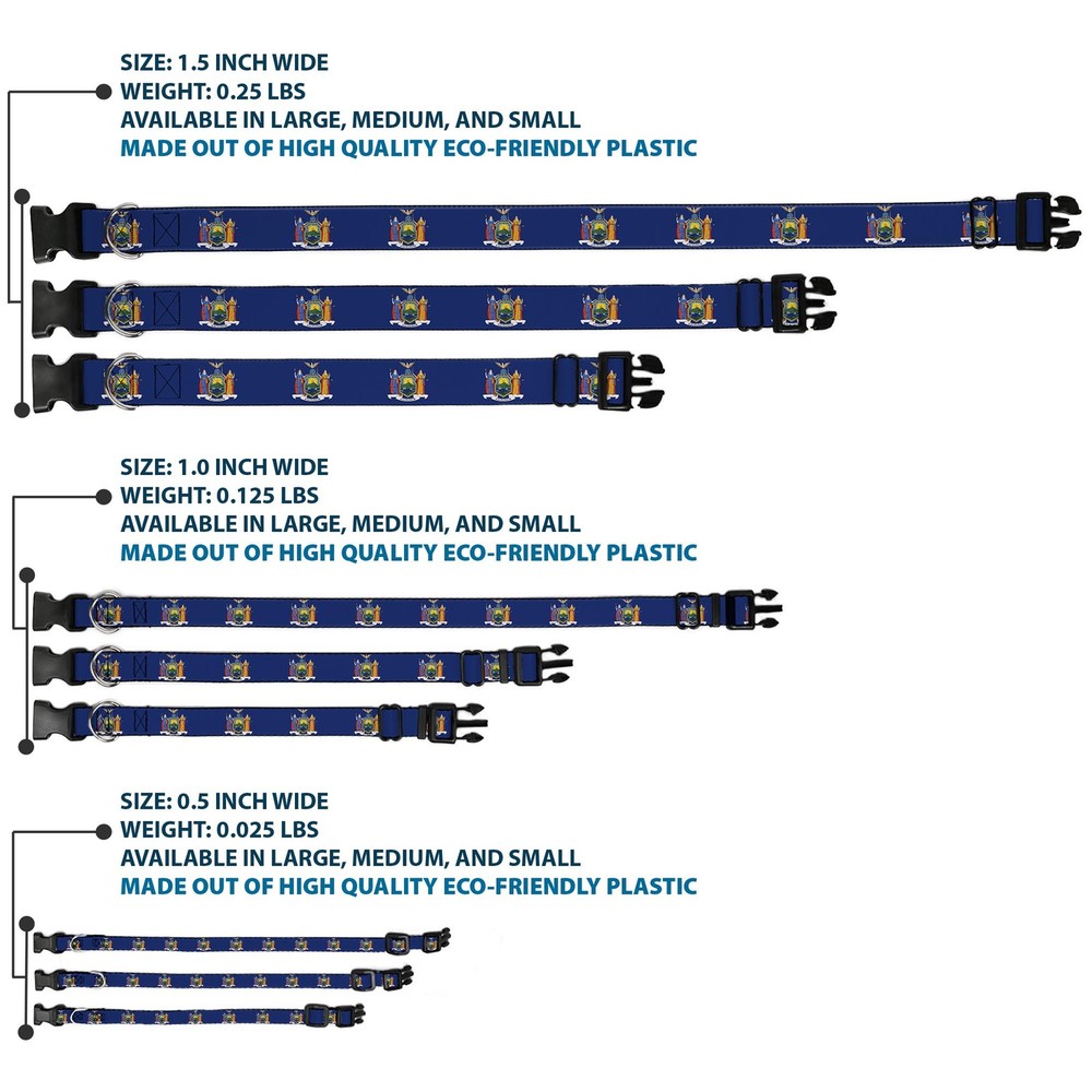 Plastic Clip Collar New York Flag Continuous NARROW-Small 7-8.5"