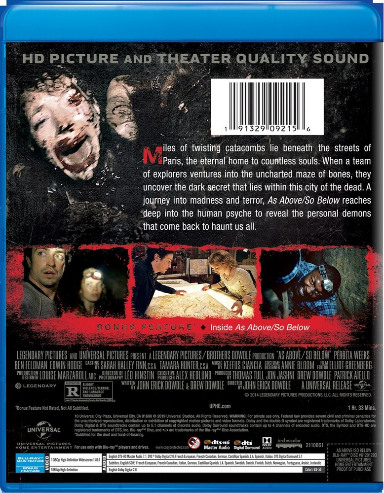 As Above, So Below Blu-ray Ben Feldman NEW
