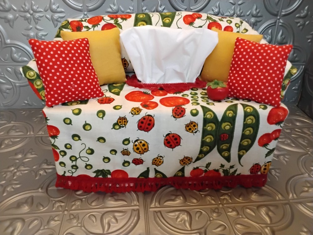 Tomato and Ladybug Sofa Tissue Box Cover New Handmade Free Tissues