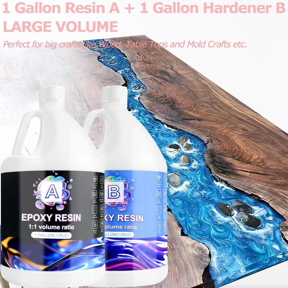 Pmbqifay Epoxy Resin 2 Gallon Kit, Clear Epoxy, 2 Gallon,