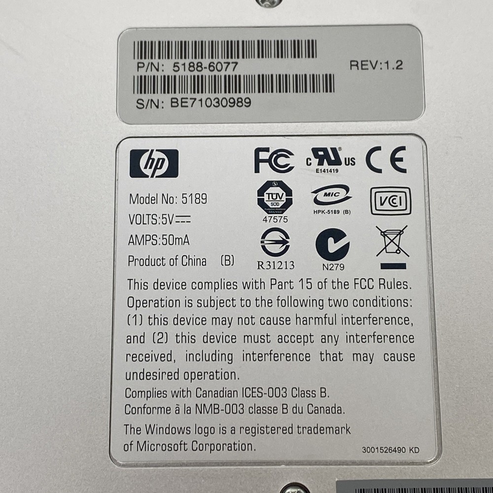 HP Multimedia Keyboard Model 5189 Vintage Black Wired PS/2 Connection Untested