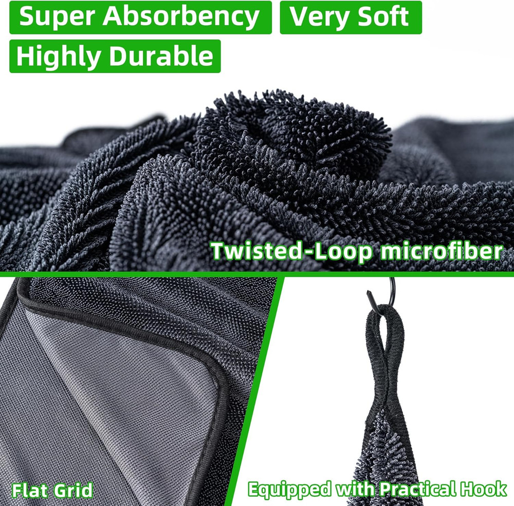 Large Microfiber Car Drying Towel, Ultra Absorbent Microfiber Cleaning Cloth ...