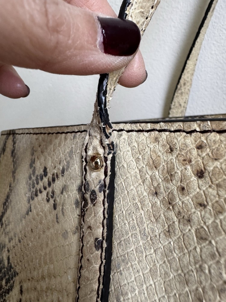 Kate Spade Embossed Snake Leather Small Tote With Gold Dot Lining