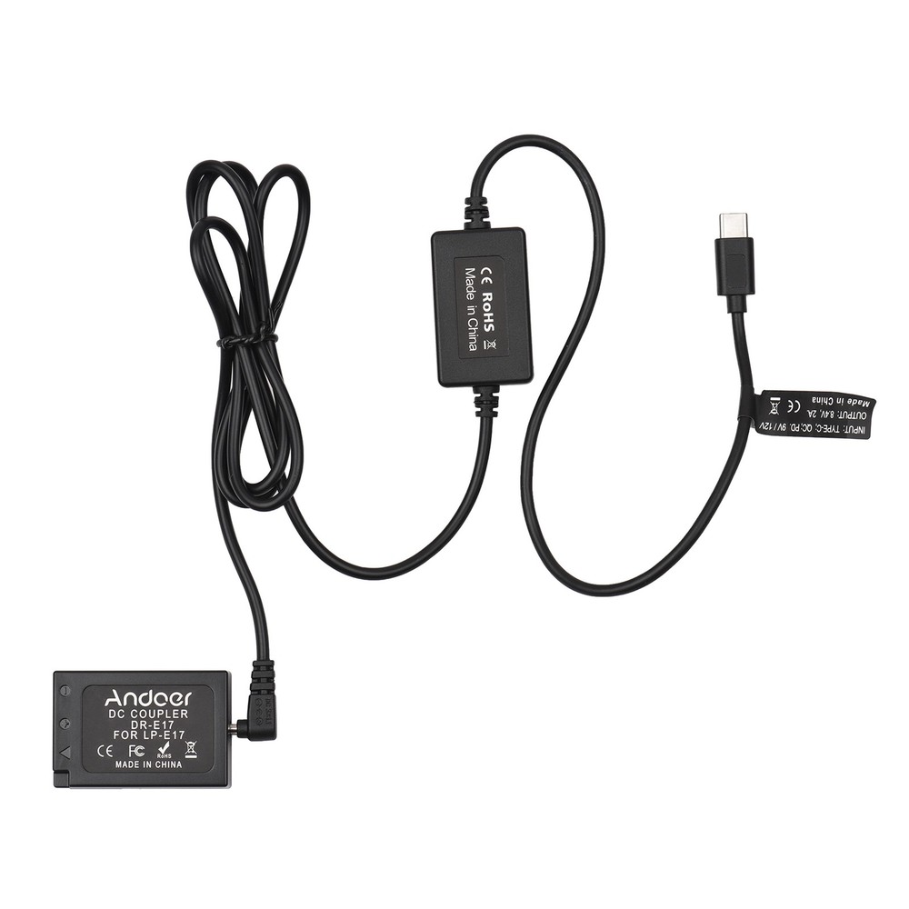 Andoer PD Cable To DR-E17 Dummy Battery DC Coupler LP-E17 LRSZ