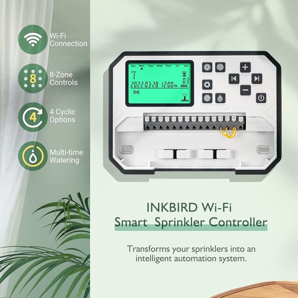 INKBIRD 8-Zone Lawn Sprinkler Controller System Watering Control 4 Cyclic Option