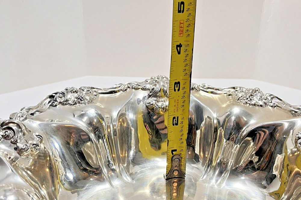 MAUSER Sterling Silver Repoussé Grape Work 10" Bowl 428Gr. Lacquered No Mono