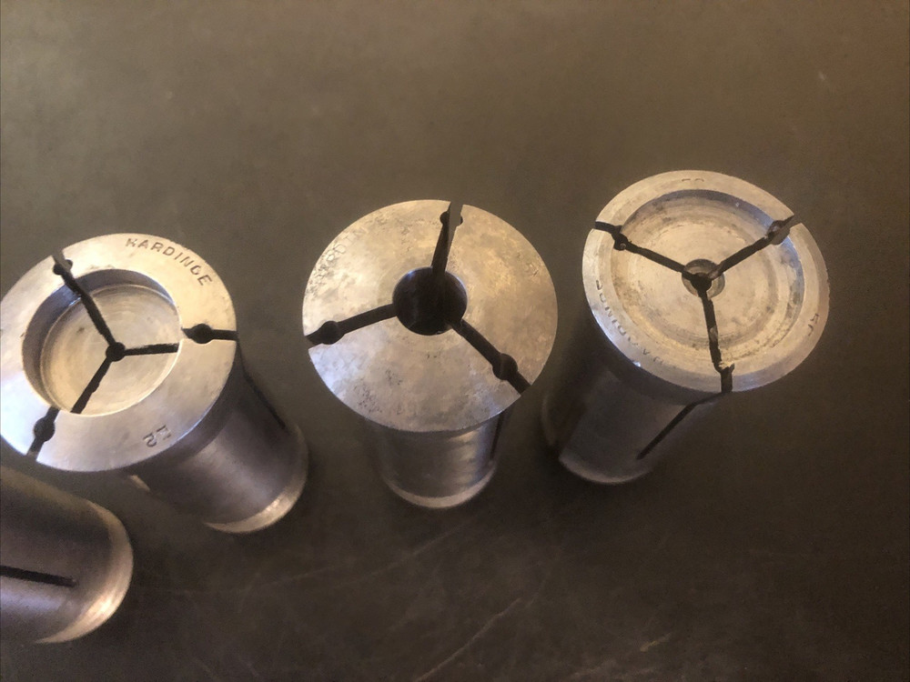 4 Hardinge "Emergency" Collets E2, E, E2, E1 used condition internal threads