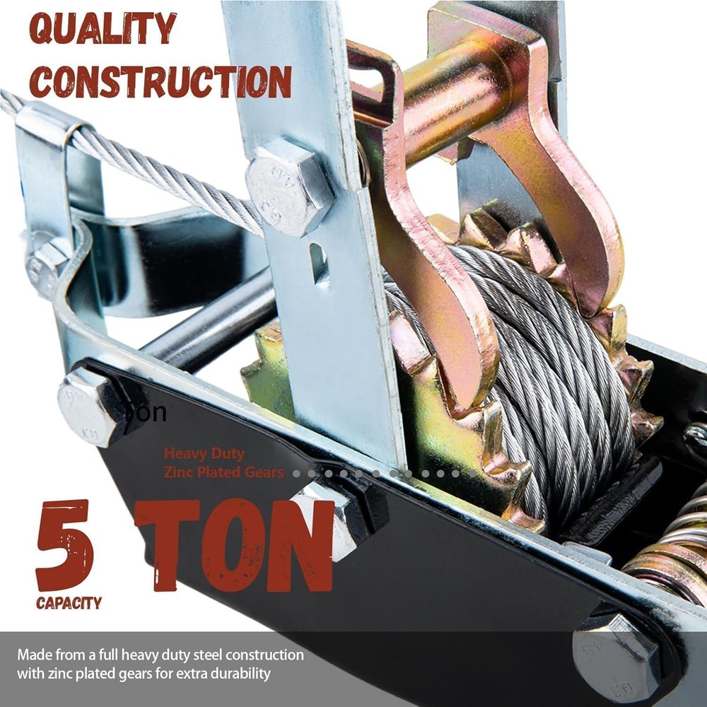 LLCC Come Along Winch, 5-Ton (10,000 Lbs) Pulling Capacity, Heavy Duty Cable ...
