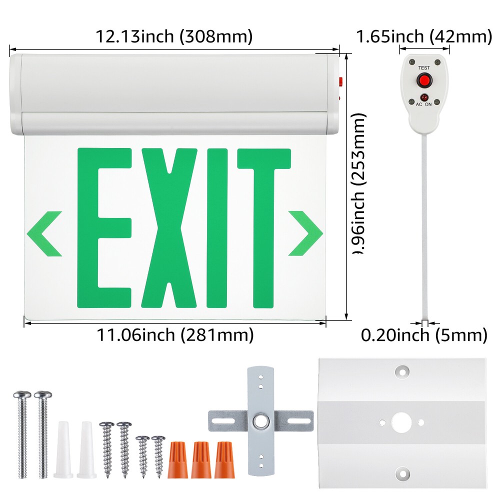 2-Pack LED Edge Lit Exit Sign, with Rotating Clear Panel, Single Acrylic Face