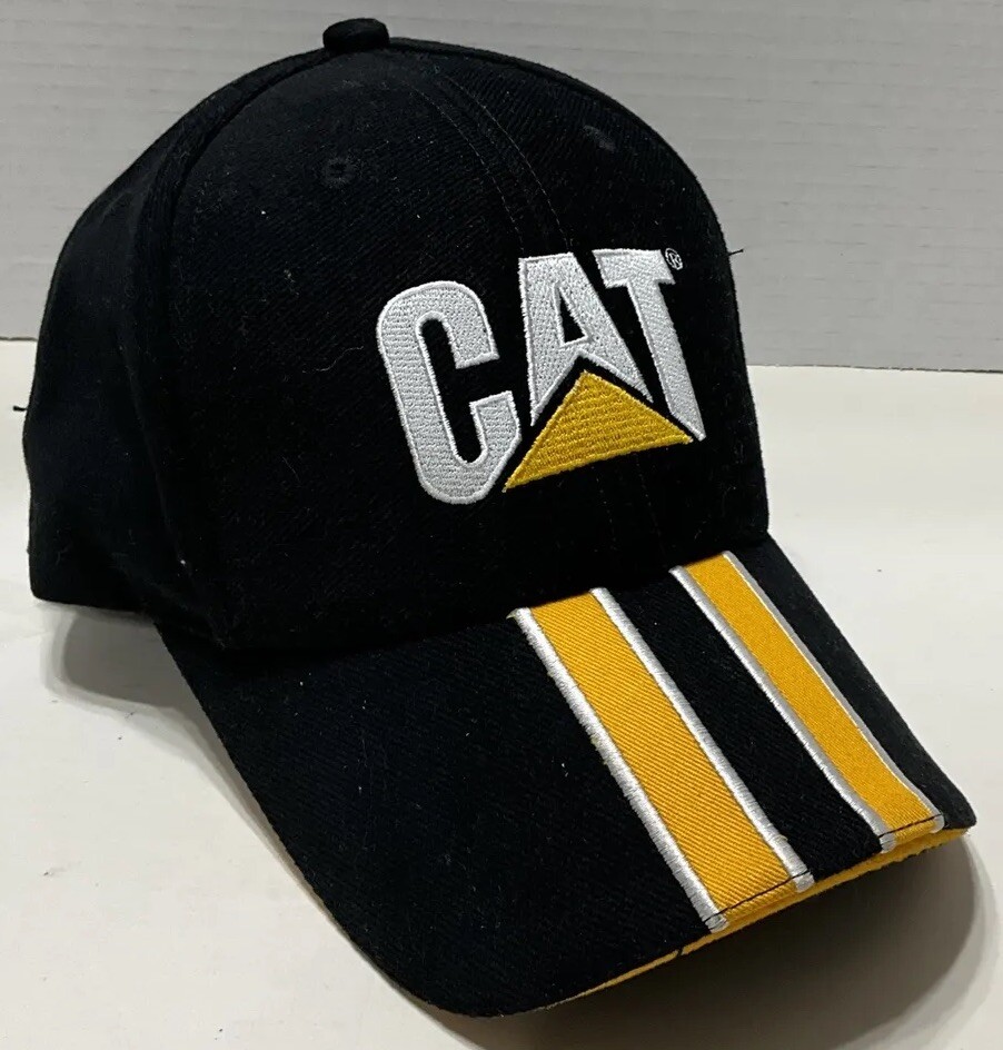 CAT Dozer Racing Stripe Caterpillar Black/Gold Construction Baseball Hat