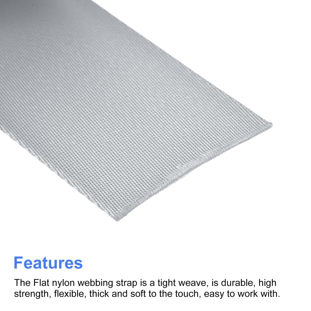Flat Nylon Webbing Strap 2 Inch 10 Yards Silver Tone for Backpack, Luggage-rack