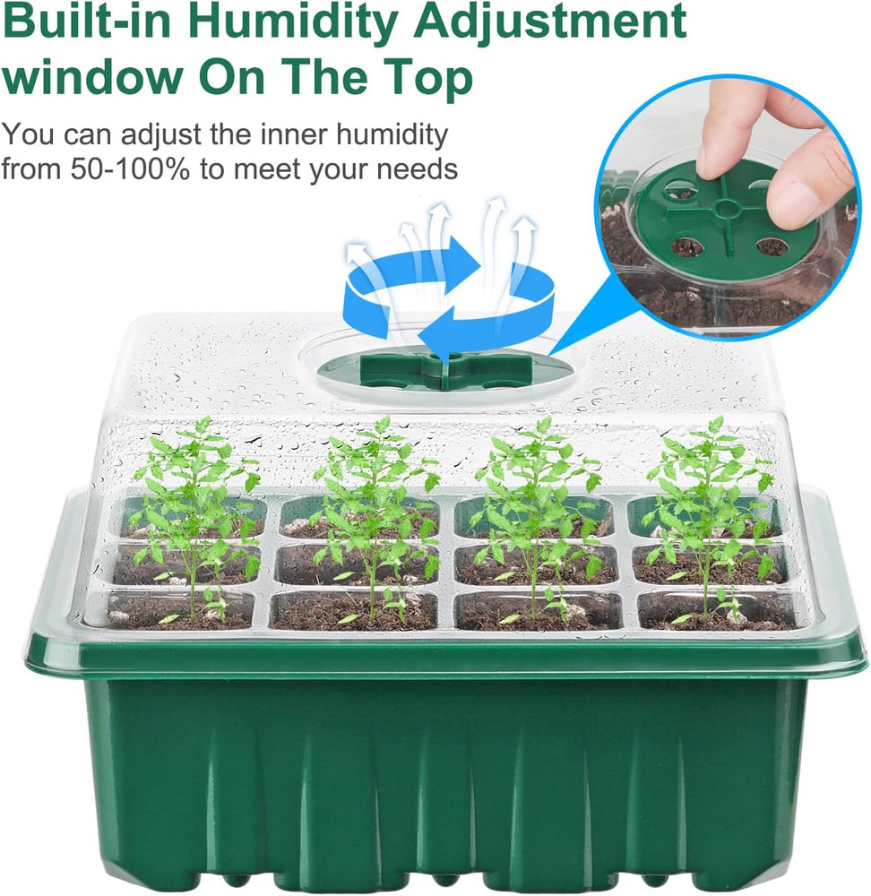 144 Cell Seed Starter Kit Trays with Humidity Domes Labels Tools