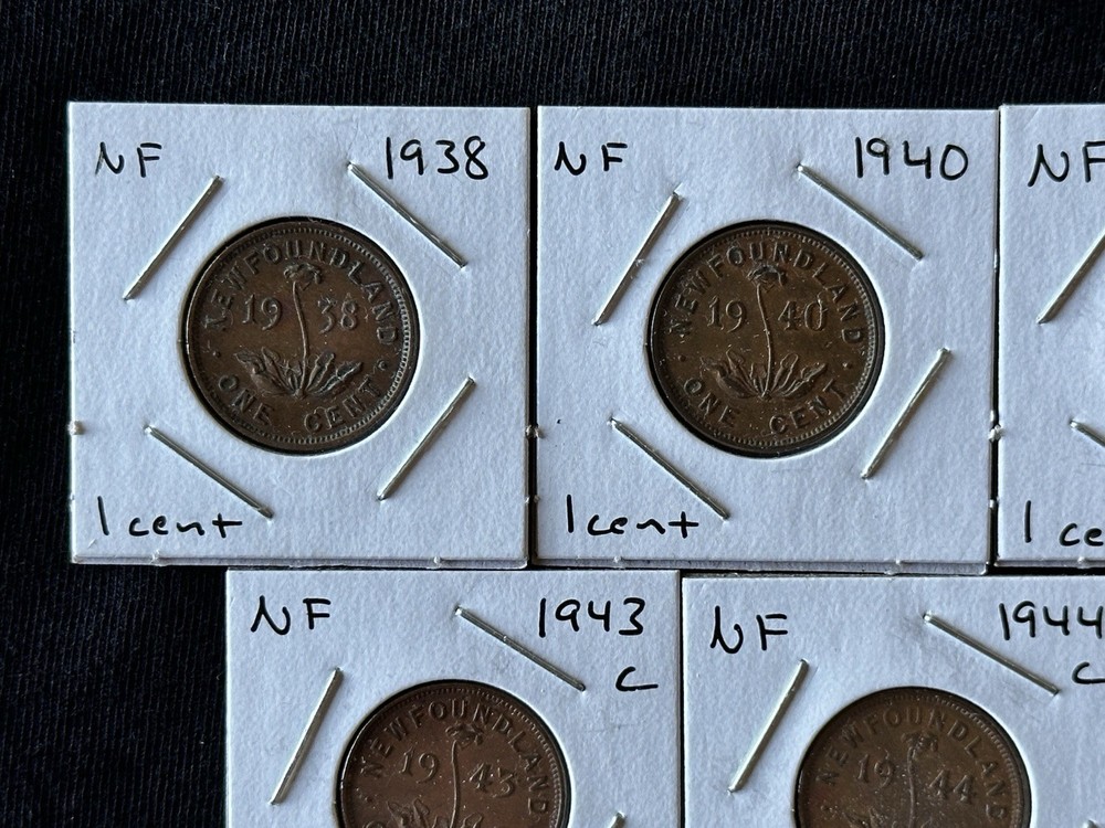Newfoundland Canada Small Cent COMPLETE Collection 1938 - 1947!