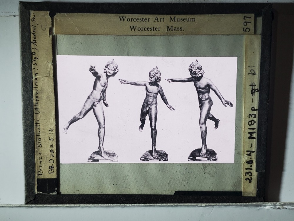 Bronze Statuette, Prado, Madrid, Magic Lantern Glass Slide