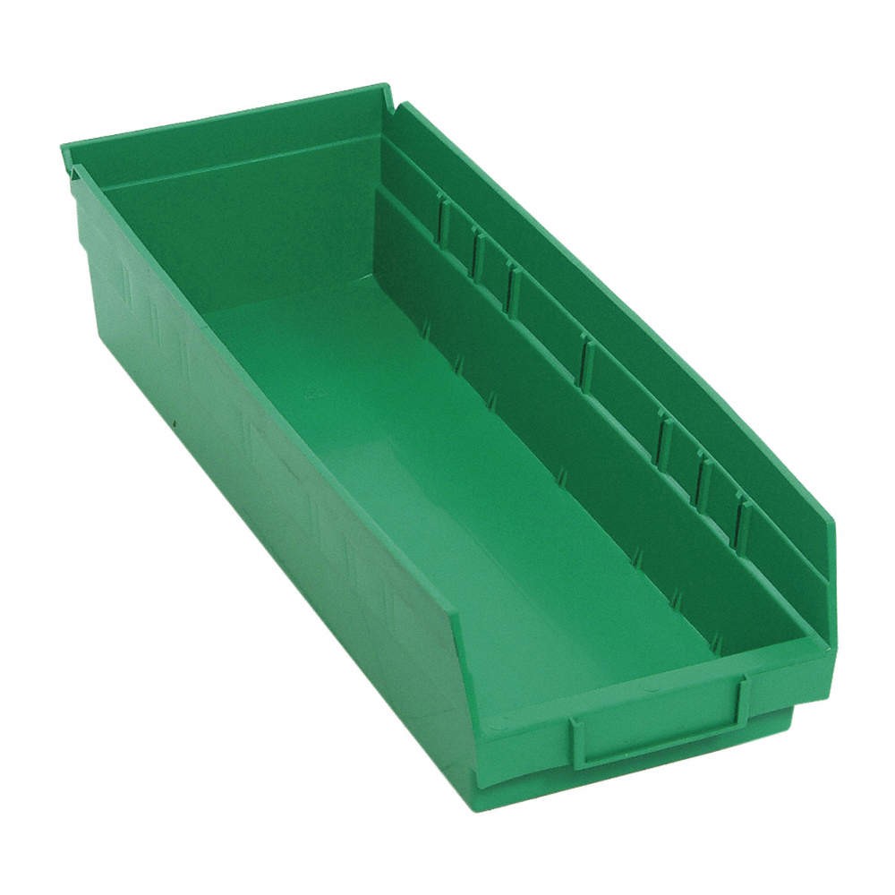 QUANTUM STORAGE SYSTEMS QSB104GN Shelf Bin,Green,Polypropylene,4 in 8TT53