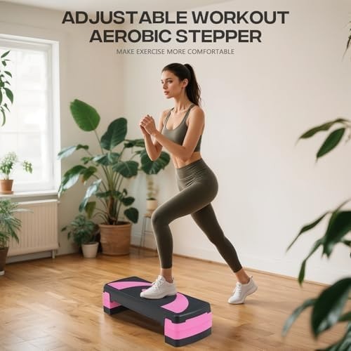 31" Aerobic Step Platform with 4-8" Adjustable Risers | Home Gym Workout Stepper