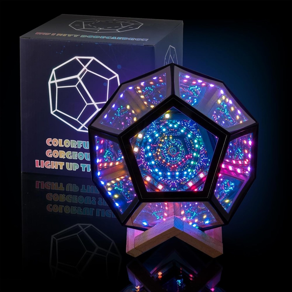 Unique Dodecahedron LED Lamp with Adjustable Brightness for Decorative Lighting