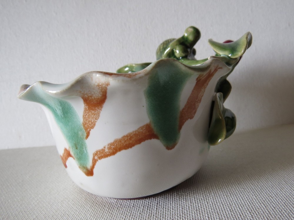 vtg ceramic bowl/dish TURTLE on lily pad~HANDPAINTED