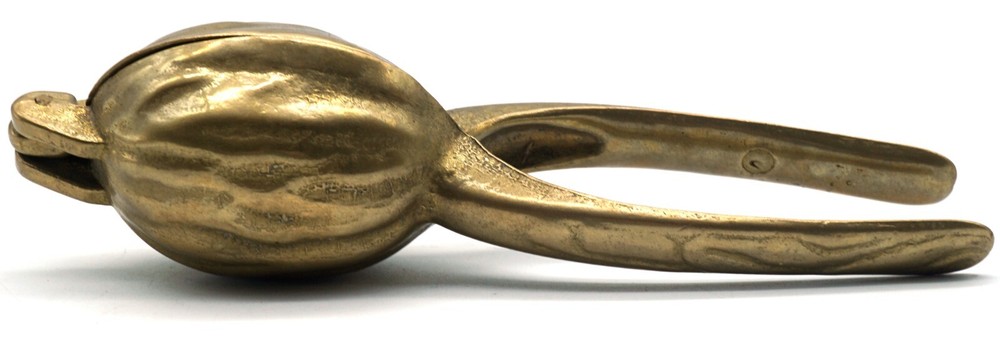 Vintage Solid Brass Walnut Shaped Nut Cracker with Handle Nutcracker