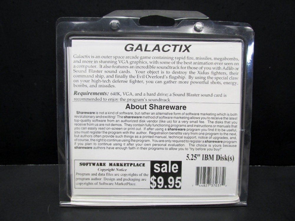 Galactix, IBM PC, Disk, Shareware, 1988, Disk Package & Inserts Only