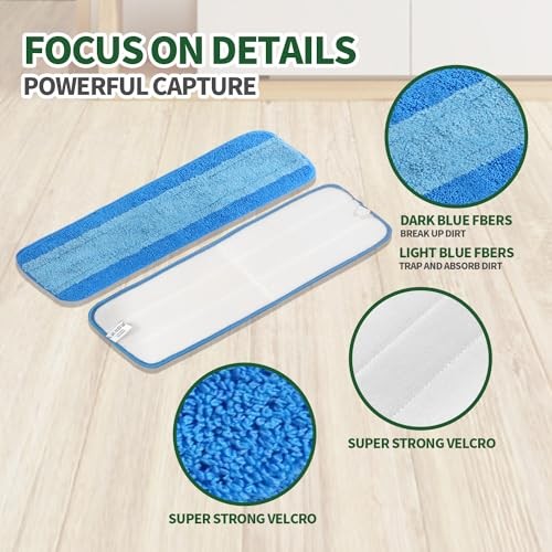 10 Pack Microfiber Cleaning Pads for Bona Mop, Reusable Microfiber 10 Pack Blue
