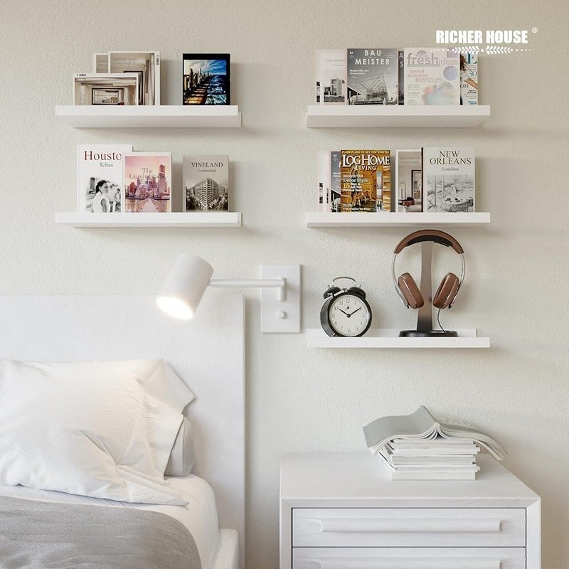 5 Set Wall Mounted Floating Shelves Decorative Storage Ledge Home Organization