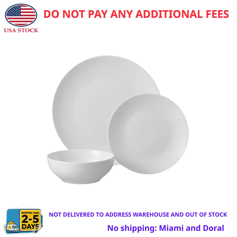 Glazed White Stoneware Dinnerware Set, 12-Pieces