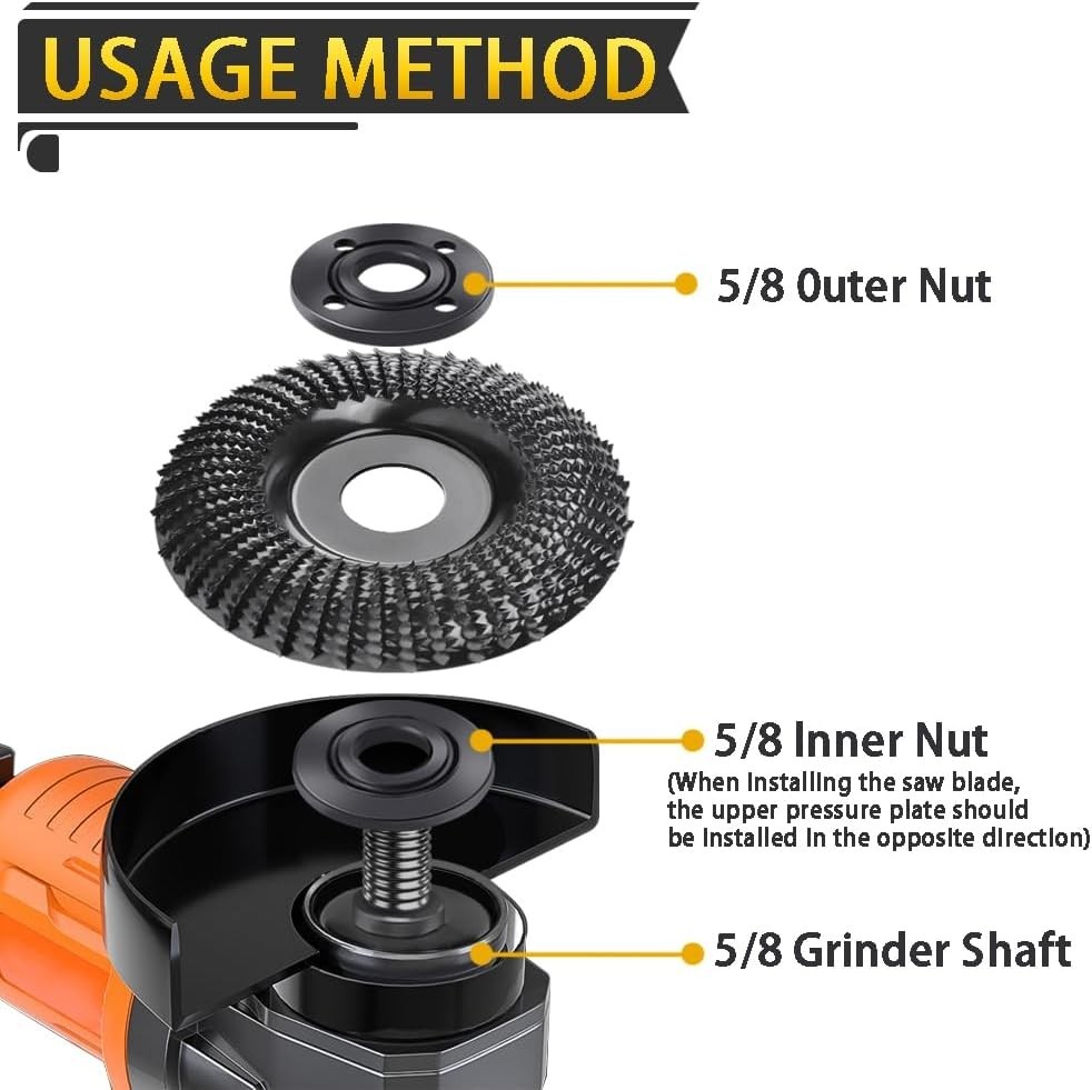 7PCS Angle Grinder Nut Flange Wrench, Black, Silver