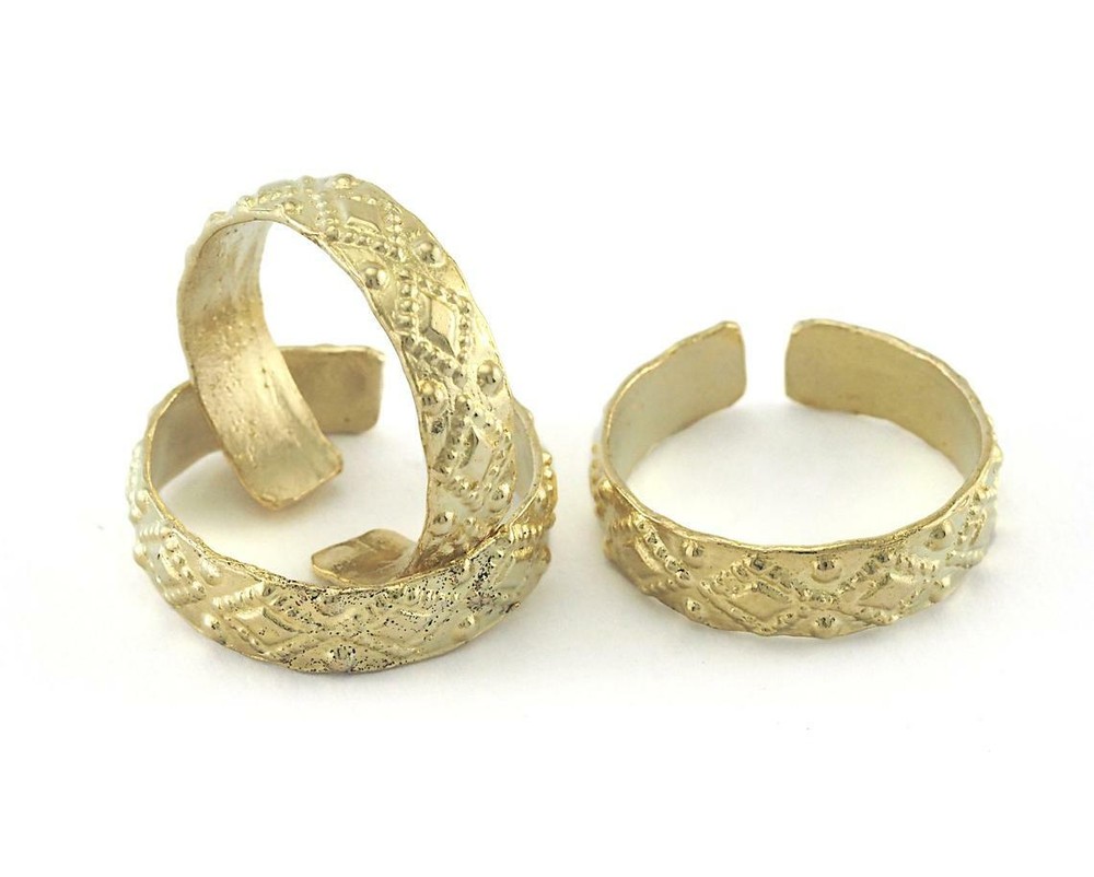 Band Textured Adjustable Ring Raw Brass Thick Ring 7US Statement Embossment