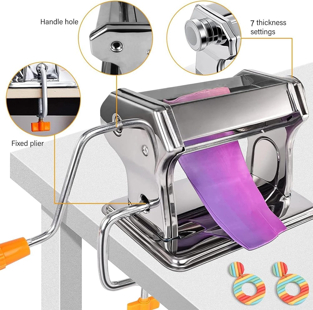 Stainless Steel Polymer Clay Roller Machine Set Includes Clay Presser Machine...