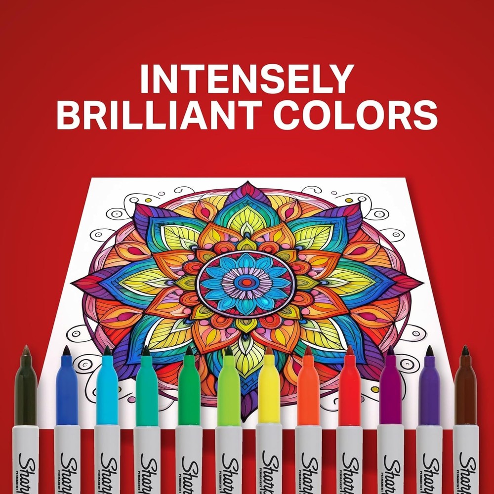 Permanent Markers, Fine Point, Assorted Colors, 24 Count