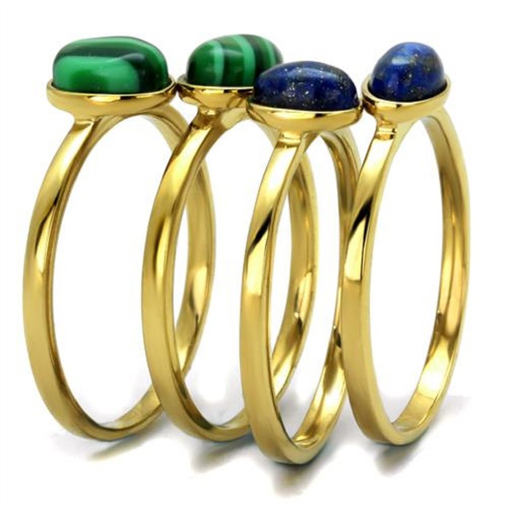 New Stainless Steel Gold IP 4-Piece Stackable Ring Sizes 5-10