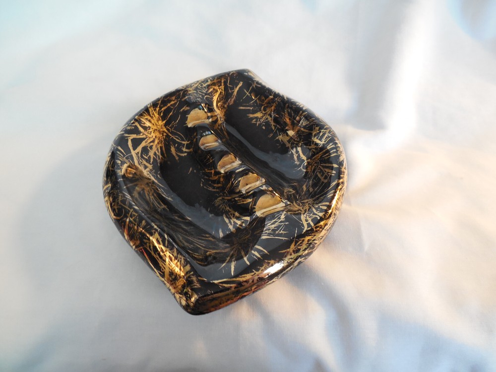 MCM black gold ashtray USA made