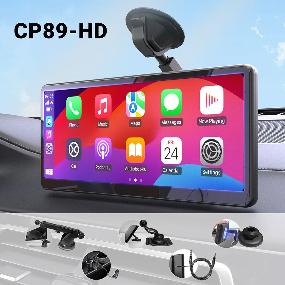 MINIX CP89-HD 8.9inch Portable Wireless CarPlay/Android Auto Display,1920*720