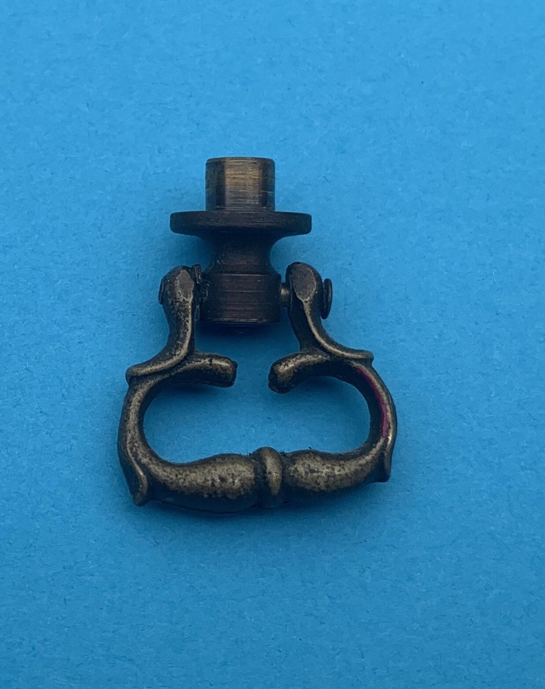 1920-30 antique hardware Drop ring pull knob brass Colonial Cabinet Drawer Pull