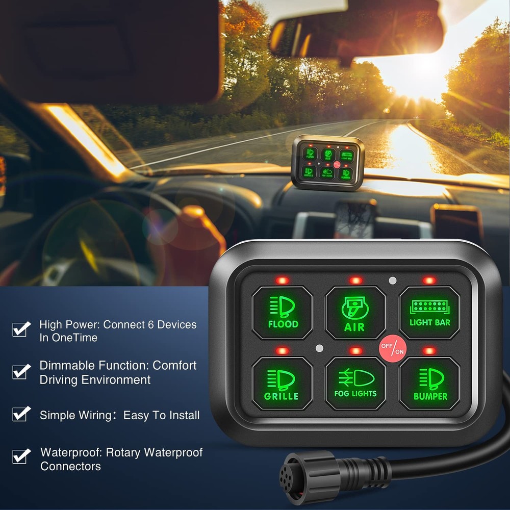 6 Gang Switch Panel For 12V Dc Accessories Led Backlit Customizable Controls