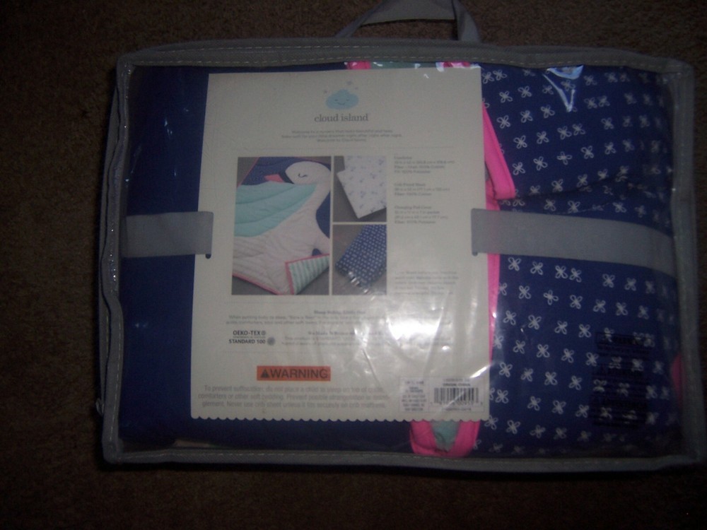 Cloud Island swan  toddler bed set blanket comforter  New