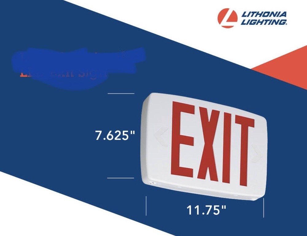 Exit Sign Lithonia Lighting Replacement Face Panel RED LETTERS 12"x8"