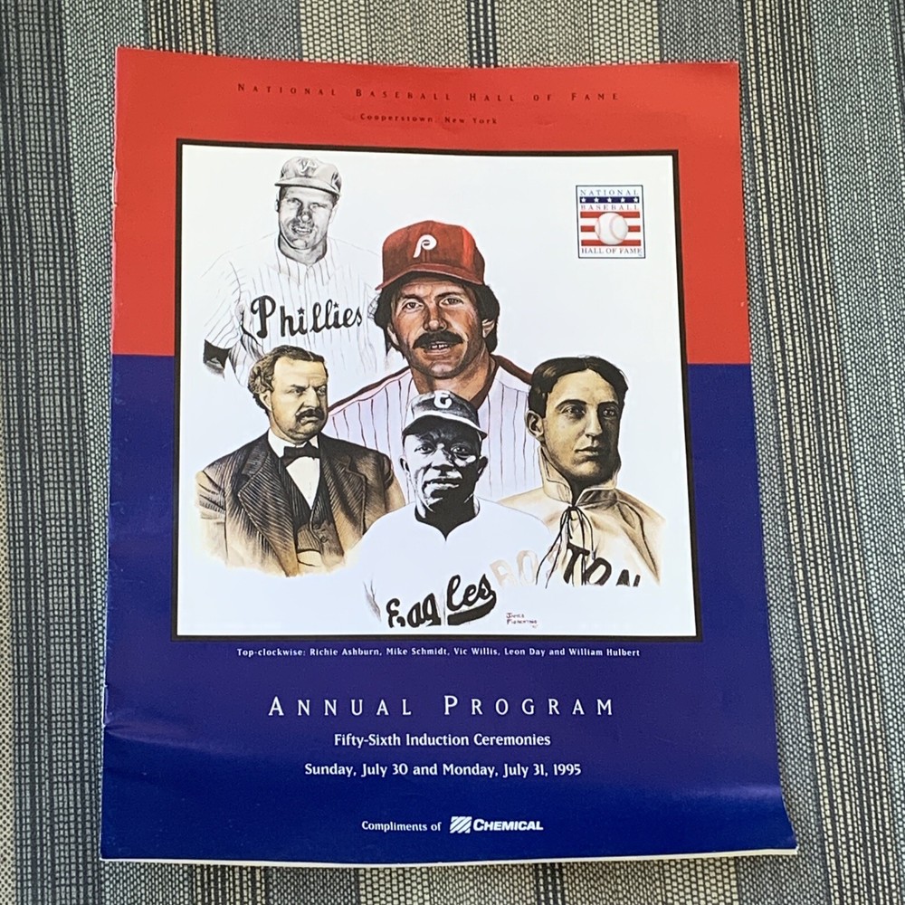 1995 Baseball HOF Induction Program Mike Schmidt Richie Ashburn Leon Day