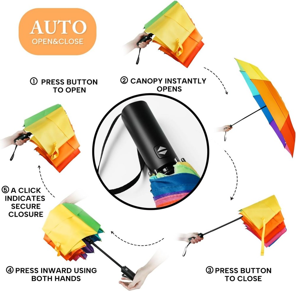 Rainbow Umbrella For Adults - Oversized 54inch Double Layer 0.2Rainbow