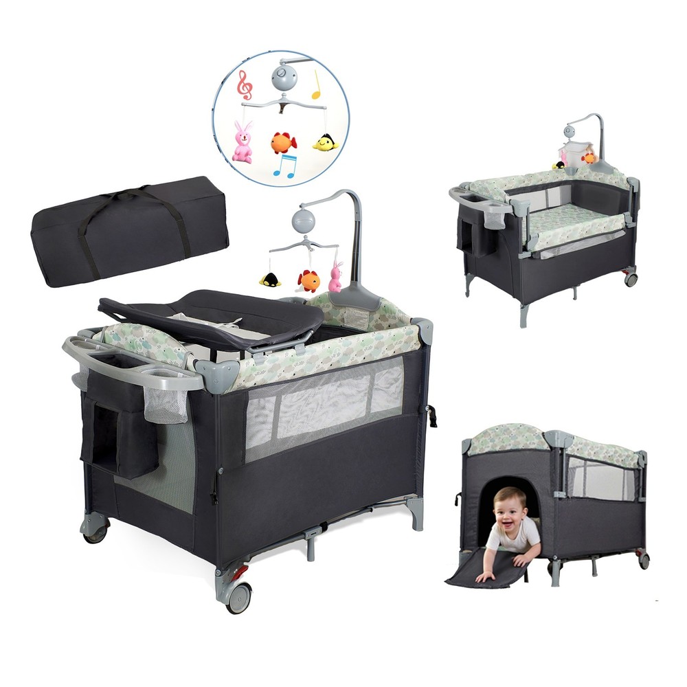 Playpen, baby Play yard with changing table foldable bedside sleeper for 0-33lb