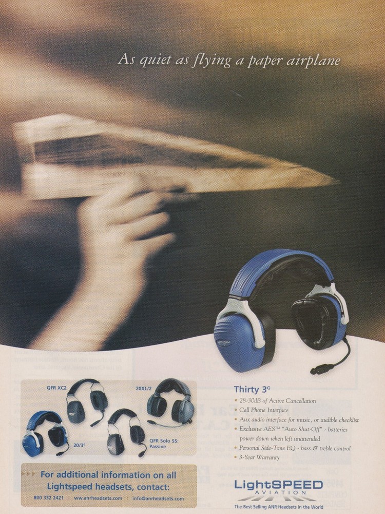 Aviation Magazine Print - Light SPEED Aviation Headsets(2004)