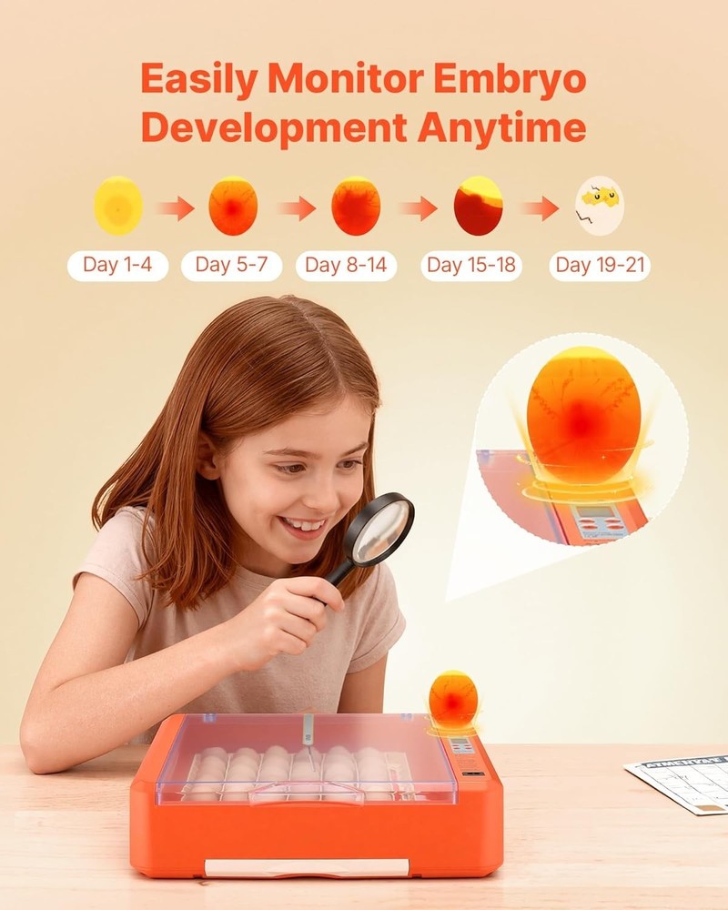 MATICOOPX 20 Egg Incubator with Humidity Display Egg Candler Automatic Egg Turne