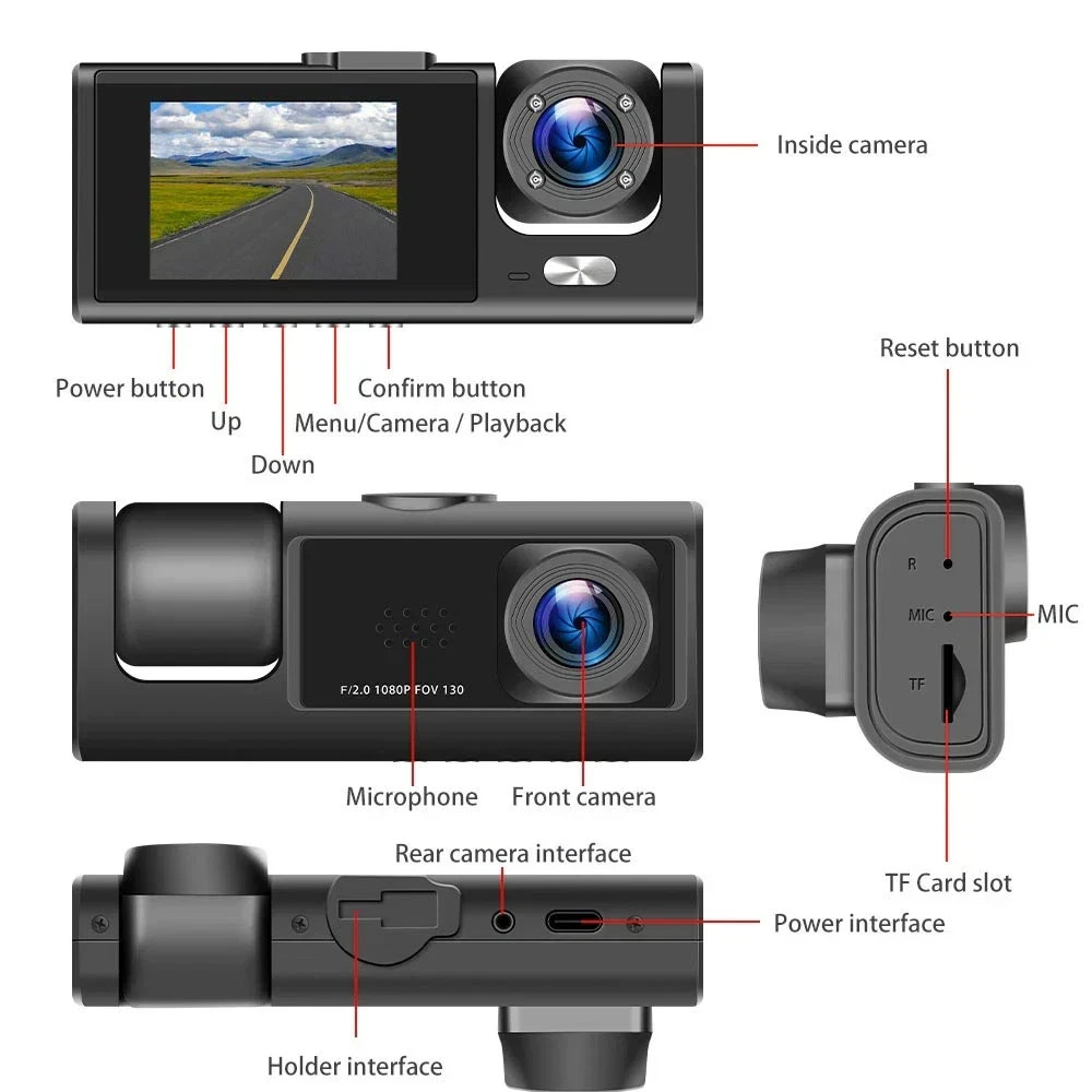TOGUARD CE41A Front Inside Dual Dash Camera