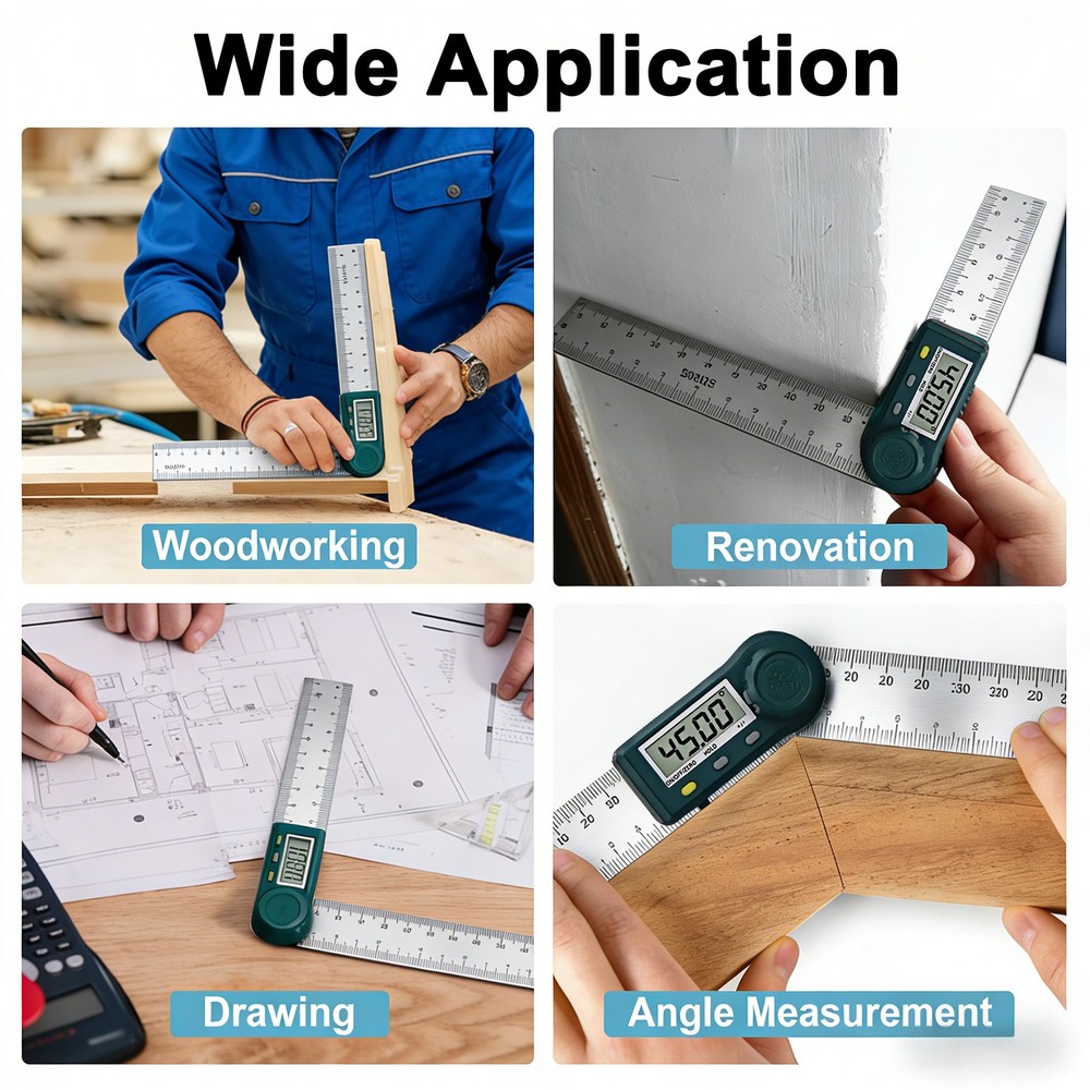 200mm/7.8'' Protractor Digital Angle Finder Ruler with Locking Function for ADAS