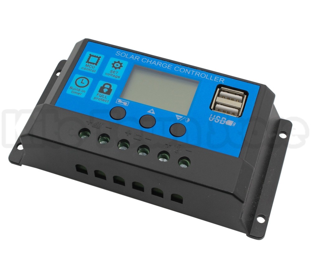 LCD Display USB Solar Panel Battery Regulator Charge Controller 10/20/30A 12/24V